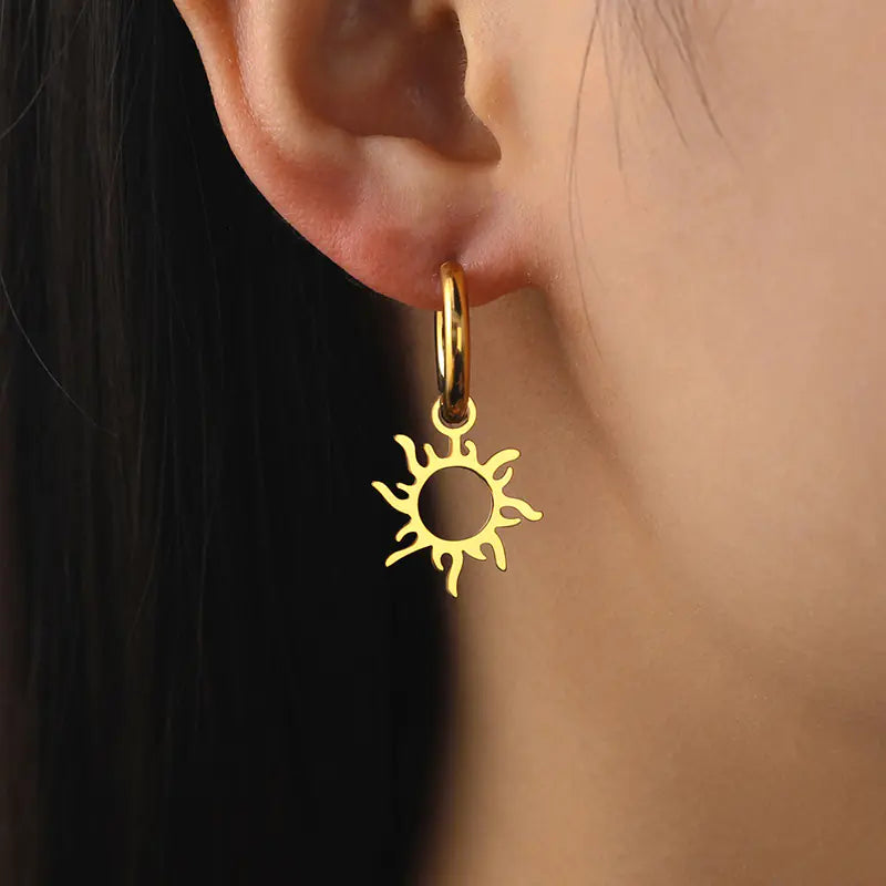Sunflower Earrings in Stainless Steel for Men & Women