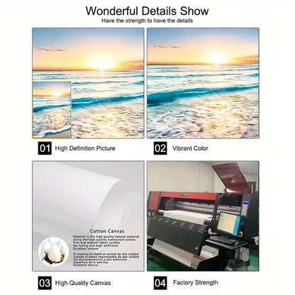 3pcs Modern Wave Beach Sunset Canvas Wall Art (15.7"x23.6")