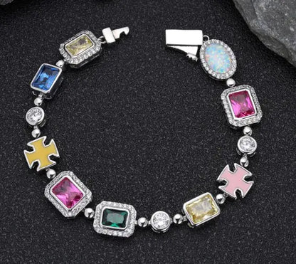 Gold-Plated Hip-Hop Gemstone Necklace