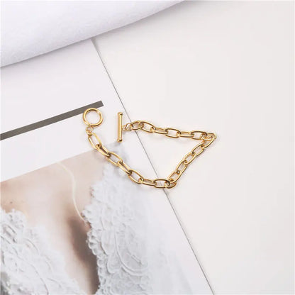 Chunky Chain OT Clasp Bracelet for Women - Retro Style