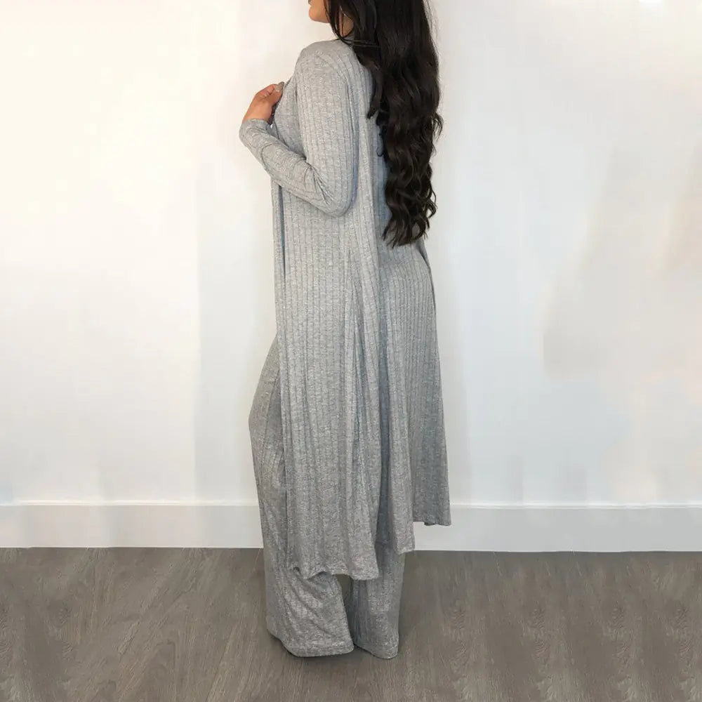 Fashionable Autumn Winter Striped Long Sleeve Set