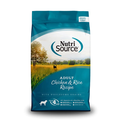 NutriSource Adult Dog Food Made with Chicken and Rice with Wholesome Grains 15LB Dry Dog Food