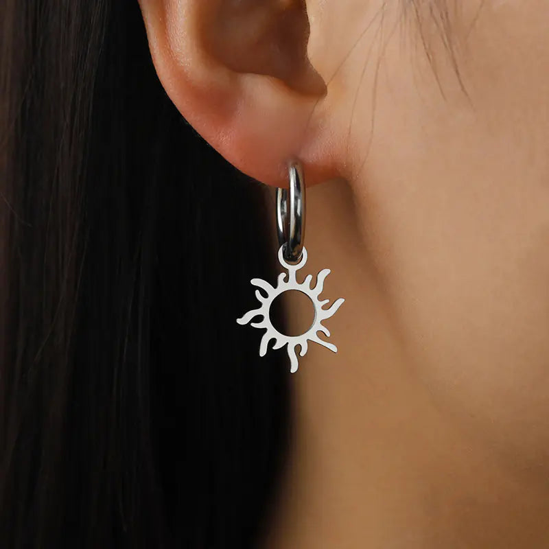 Sunflower Earrings in Stainless Steel for Men & Women